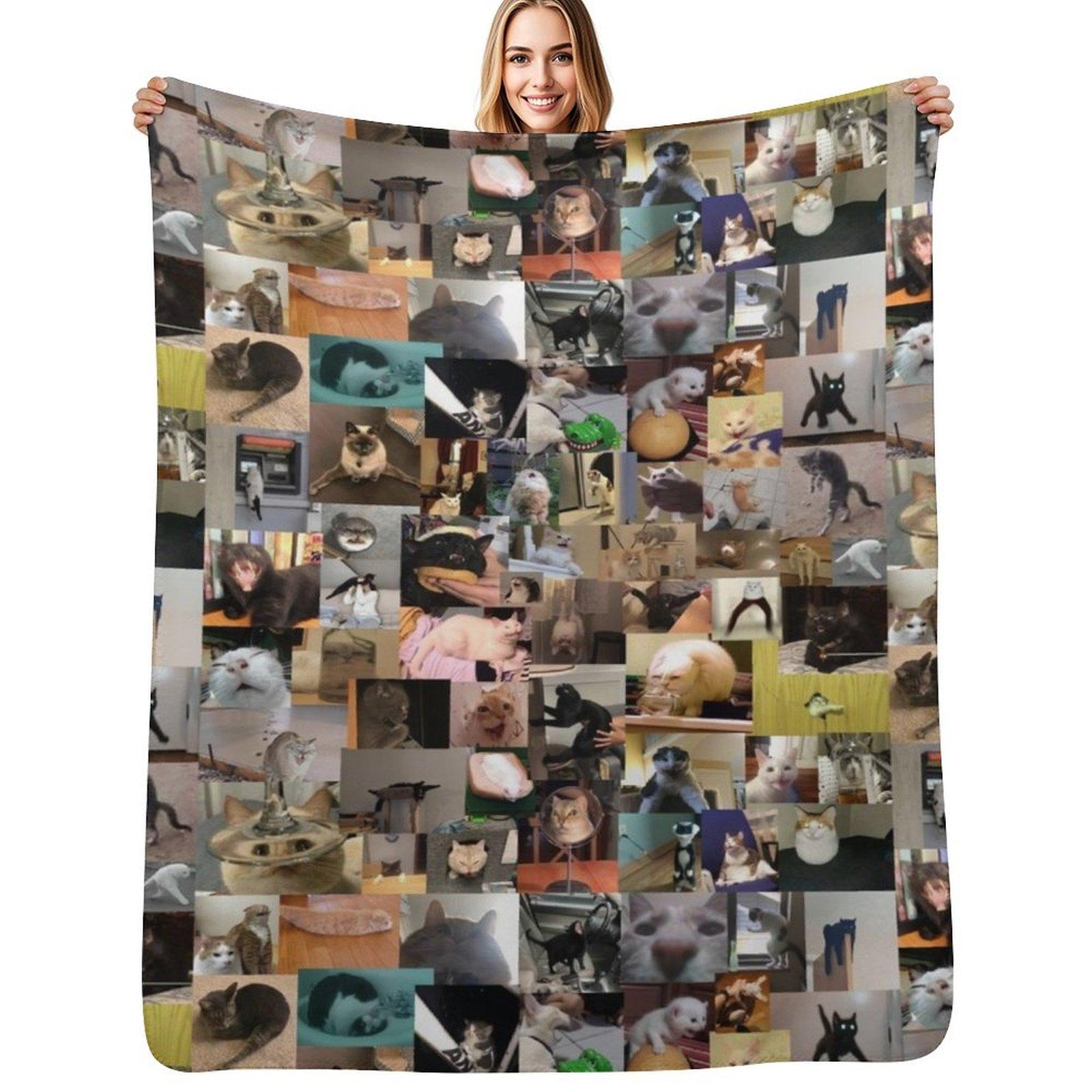 Ultimate Cursed Cats (4K) Throw Blanket Machine Washable Soft Warm Blanket Size: 75*100cm, Weight: 230 GSM