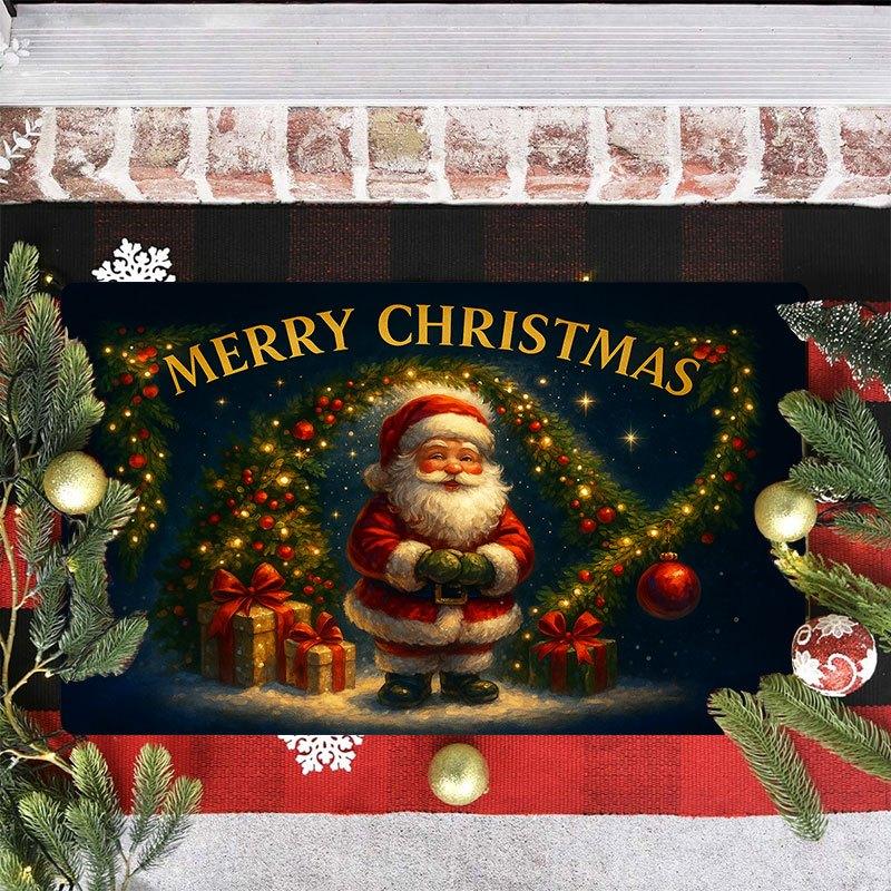 1Pcs Anti Fatigue Kitchen Rugs Christmas Santa ClausWaterproof Non-Slip Thick Cushioned Kitchen Mat Heavy Duty Comfort Standing Mat for Kitchen