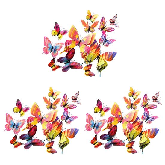 

36 шт./компл. 3D-наклейка на стену в виде бабочки, магнитная клейкая двухслойная декоративная наклейка на стену в виде бабочки