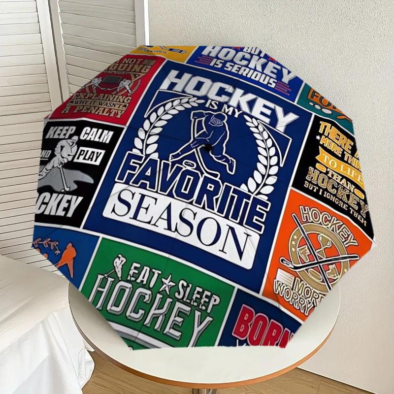 

1pc Hockey Season Quotes Umbrella with Plastic Handle,Suitable for All Seasons Home Travel Outdoor UmbrellaDD530