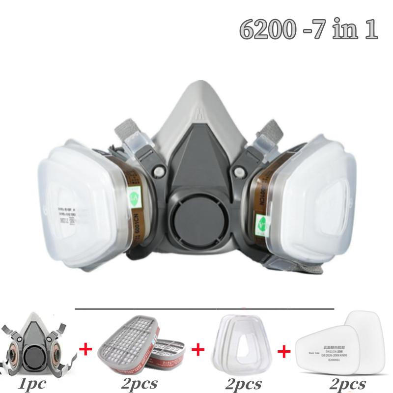 

Новый 8-в-1 6200 пыли с защитными очками газовый респиратор на половину лица для покраски, распыления, полировки, безопасности труда