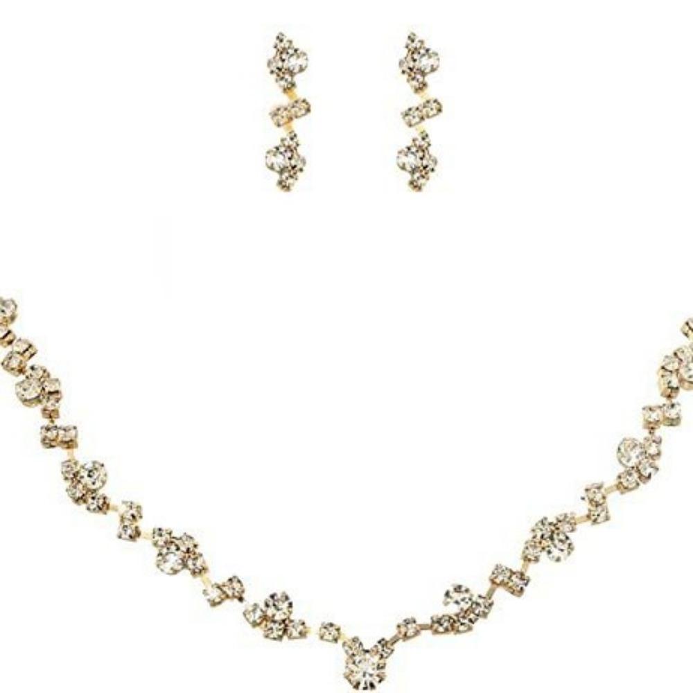 Jewelry Set, Necklace, Stud Earrings, Bracelet, Three-piece Set, Rose Gold.