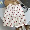 Girls Summer Korean Sleeveless Mushroom Print Vest With Polka Dot Wide Leg Pants Fashionable Two Piece Set