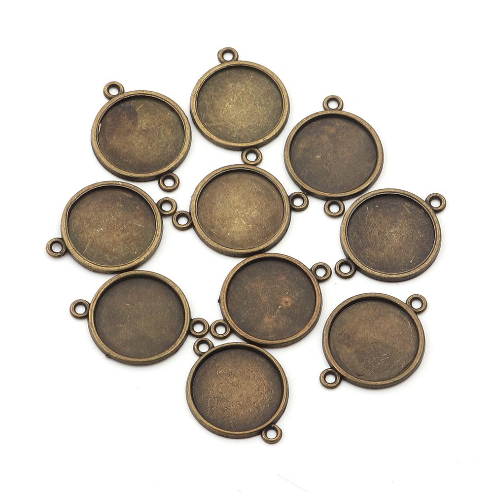 10pcs 8/10/12/14/16/18/20/25mm Round Cabochon Base Double Hole Blank Bezel Trays For Jewelry Making DIY Necklace Accessories