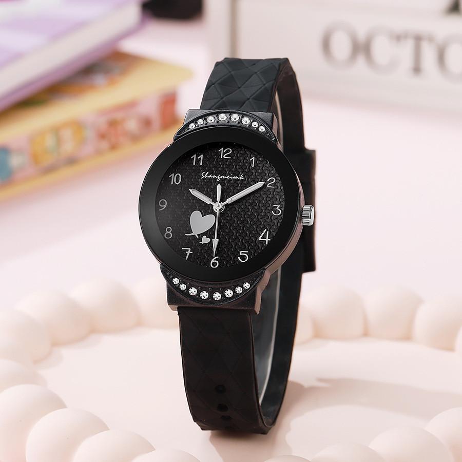 Studentklocka Flickor Kvarts Silikonarmband Med Dekorativ Urtavla För Mellanstadiet Tonåringar