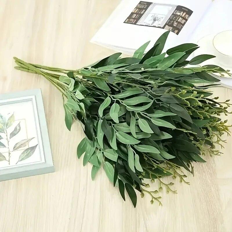 1Pc Simulation Flower Five-lobed Willow Leaf, Modern Plastic FauxLeaf For Home Decor,Room Decoration, Aesthetic Room DecoR