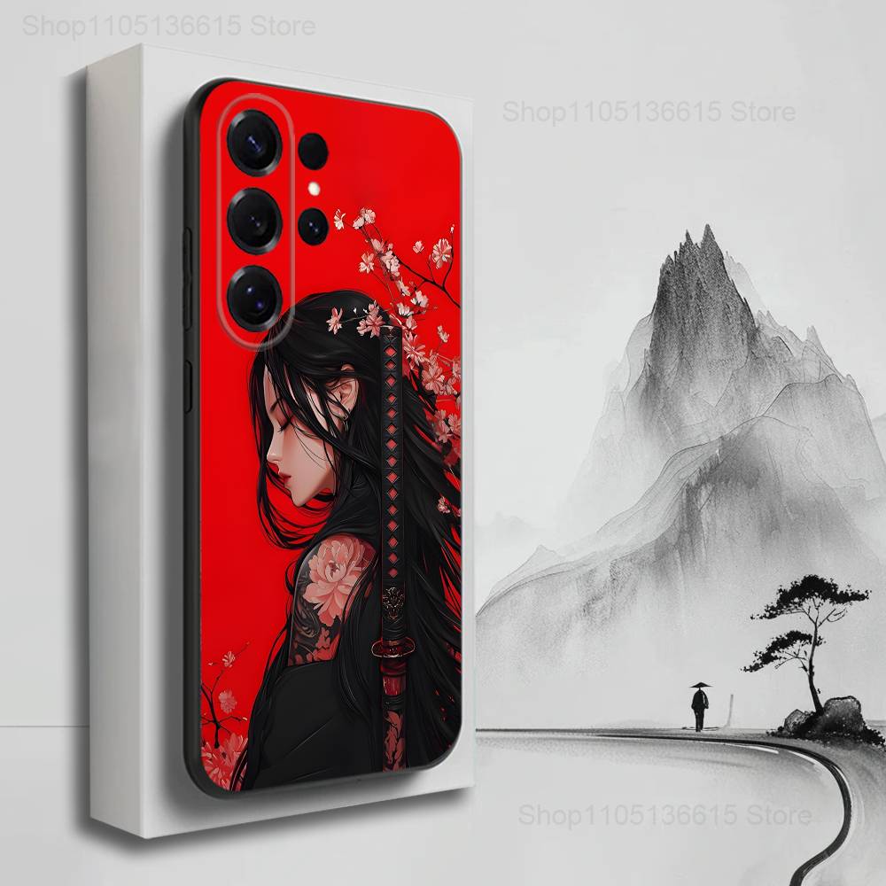 Cool Art Warrior Woman Phone For Samsung S22,S25,S24,S23,Ultra,FE,Plus,S21,S20,S10,S9,Lite,Soft Silicone Black