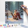 Christmas Santa Claus and reindeer forest snow digital painting oil painting art kit hand painting home decoration painting