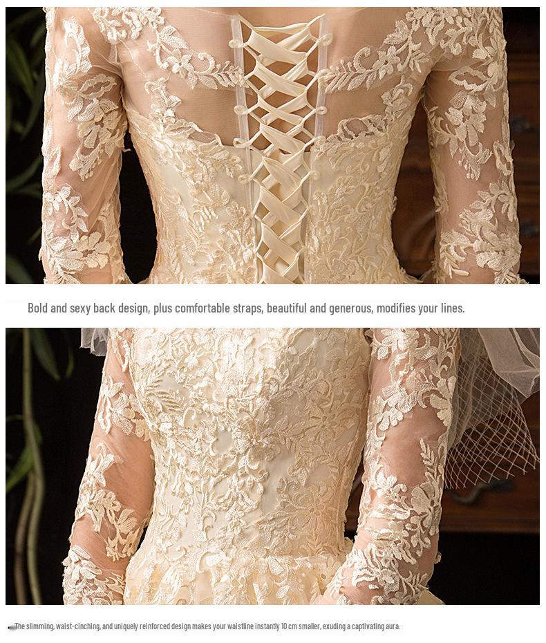 2024 Luxury Lace Long Sleeve Wedding Dress for Brides, Plus Size, D50