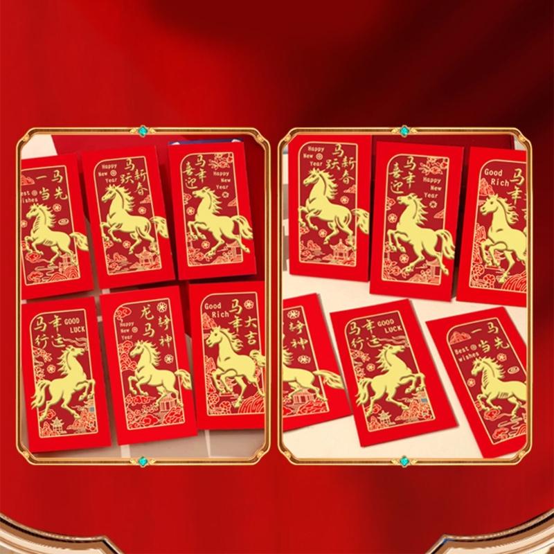 Festives Red Envelopes for Year of Horses Celebration Paper Money Holders