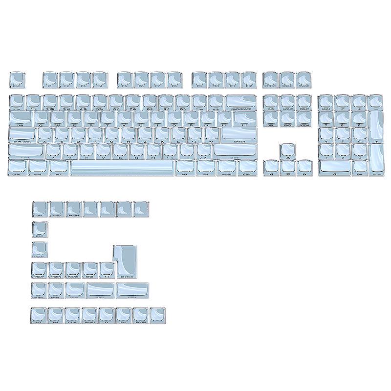 Jelly Texture Keycaps Set: Side-Engraved MDA Profile, 132 Keys, Transparent Outer Layer, Solid Color Inner Layer