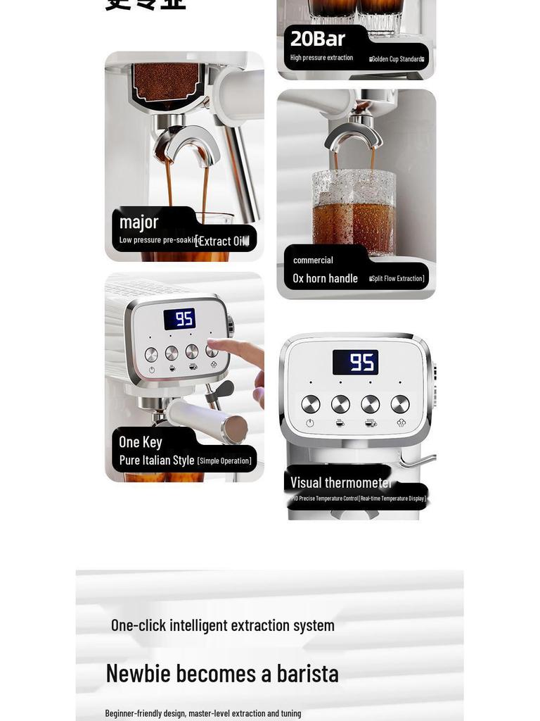 Ulepszony półautomatyczny ekspres do espresso z spieniaczem do mleka do użytku domowego