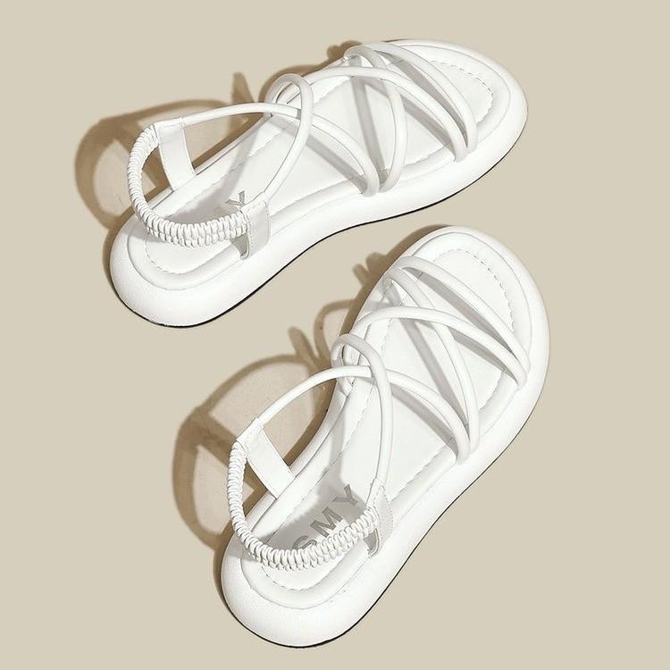 Fashionable Thick Sole Sandals Women 2024 New Summer Soft Sole Elevated Casual Simple Beach Flat Roman Sandals Sandalias Mujer