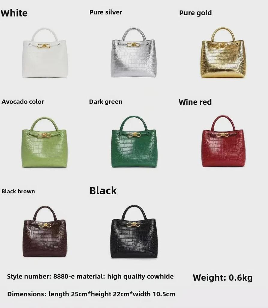 Premium Cowhide Shoulder Bag - 2024 Large Crocodile Pattern Handbag, Versatile Women's Tote