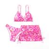 2025 Świeży trzyczęściowy kostium kąpielowy dla dziewcząt z motywem kwiatu wiśni