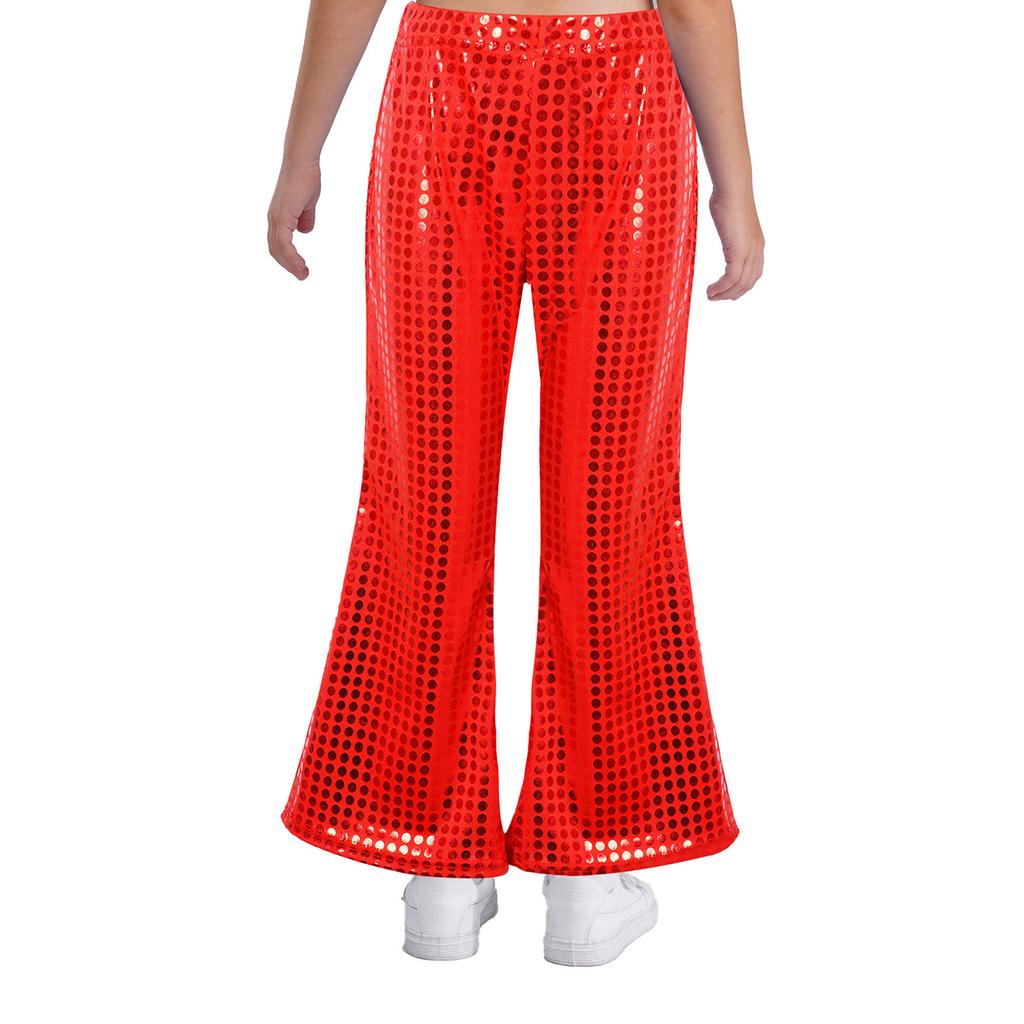 Dětské performance kalhoty Elastický pas Rozšířený design Lesklé flitry Pódium Show Taneční oblečení