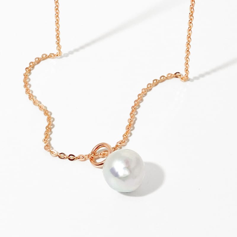 MAYBETOI 14K Hergé Natural Gray Akoya Pearl Pendant Necklace