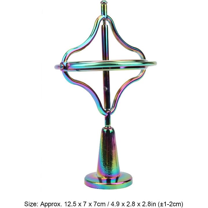 TOPINCN Alloy Gyroscope Toy Stress Relief Fingertip Toy for Adult withDecompression Bright Colorful Metal FrameDecompression Toy Adult Toy (Colorful)