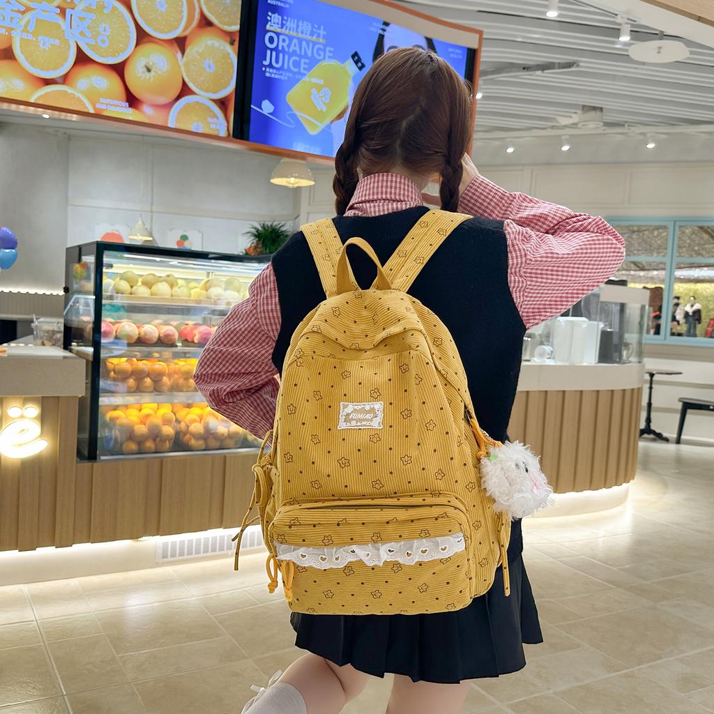 Schoolbag New Backpack Female Korean Version Ins Literary Small Fresh Backpack Female Junior High School Students Large Capacity Casual Backpack