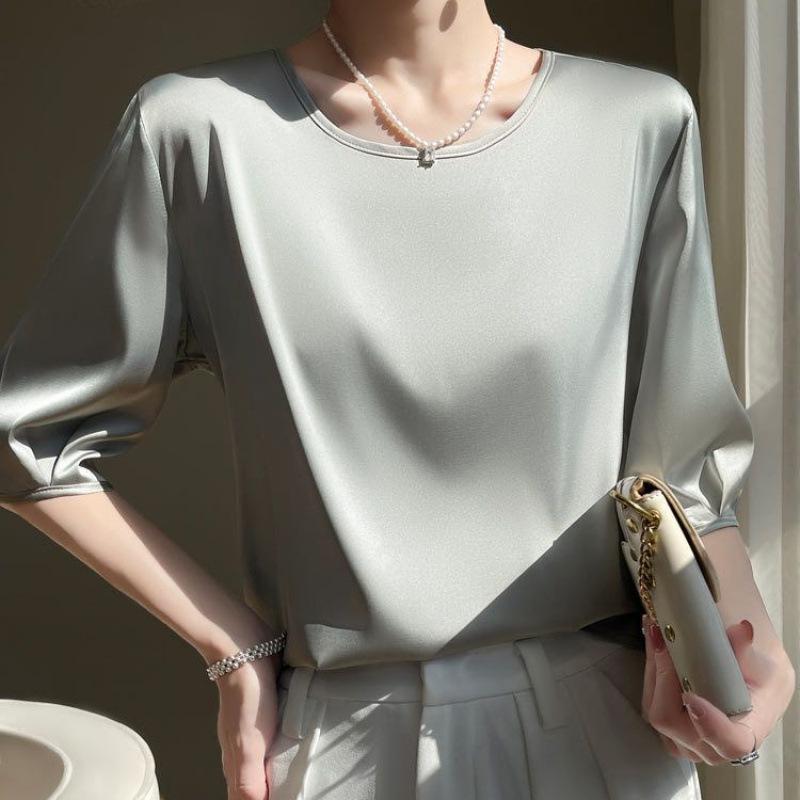 High-End Mulberry Silke Kortarmet Skjorte for Kvinner - Lett & Elegant Sommeroverdel