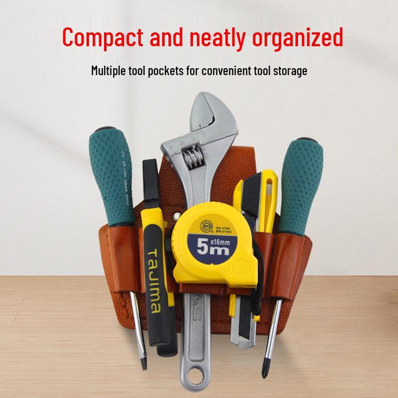 Set Centură Scule Electrician: Toc Multifuncțional din Piele de Vacă cu Suport pentru Clești