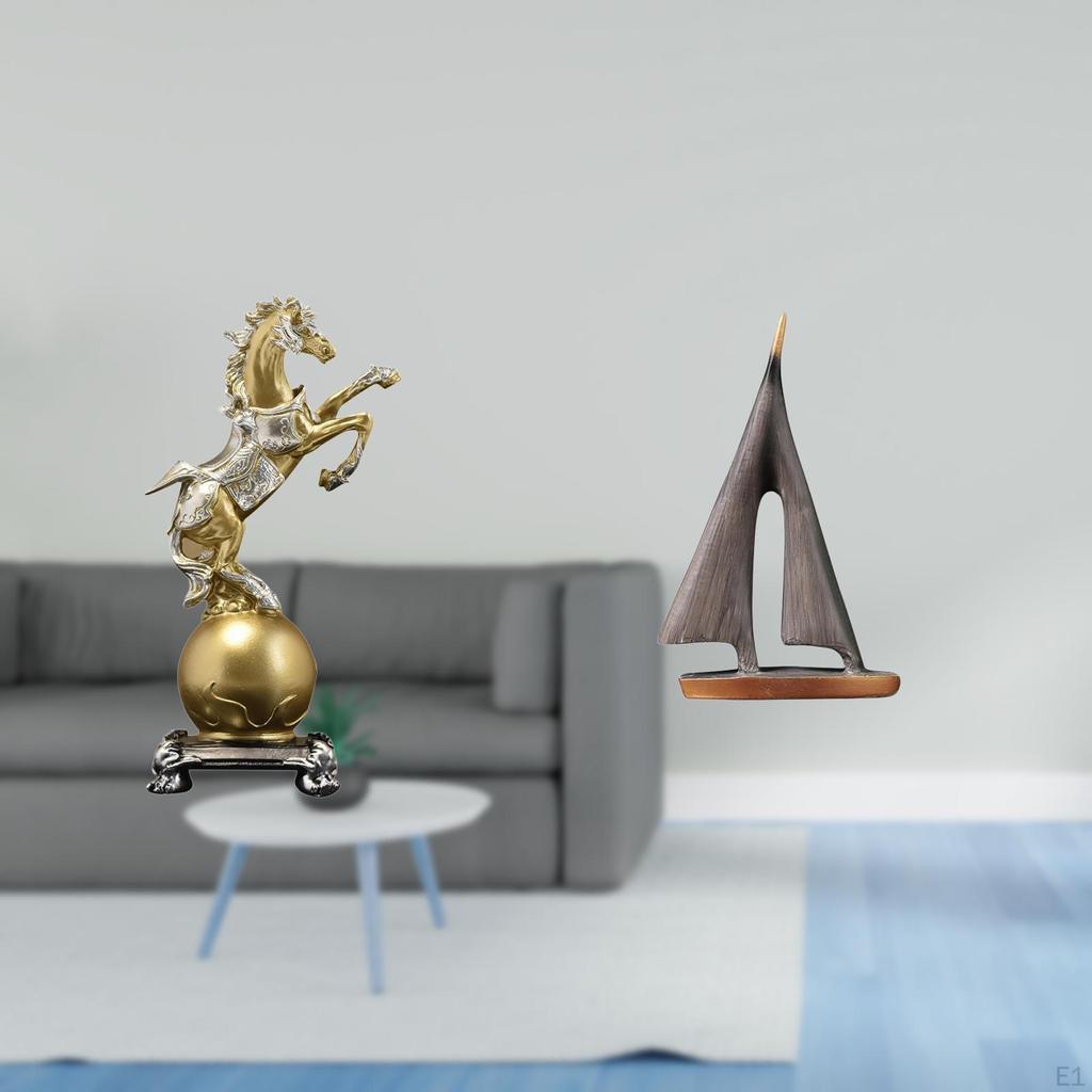 Modern Resin Horse And Sailboat Decorative Art Figurine Collectible Ornament for Living Room Office