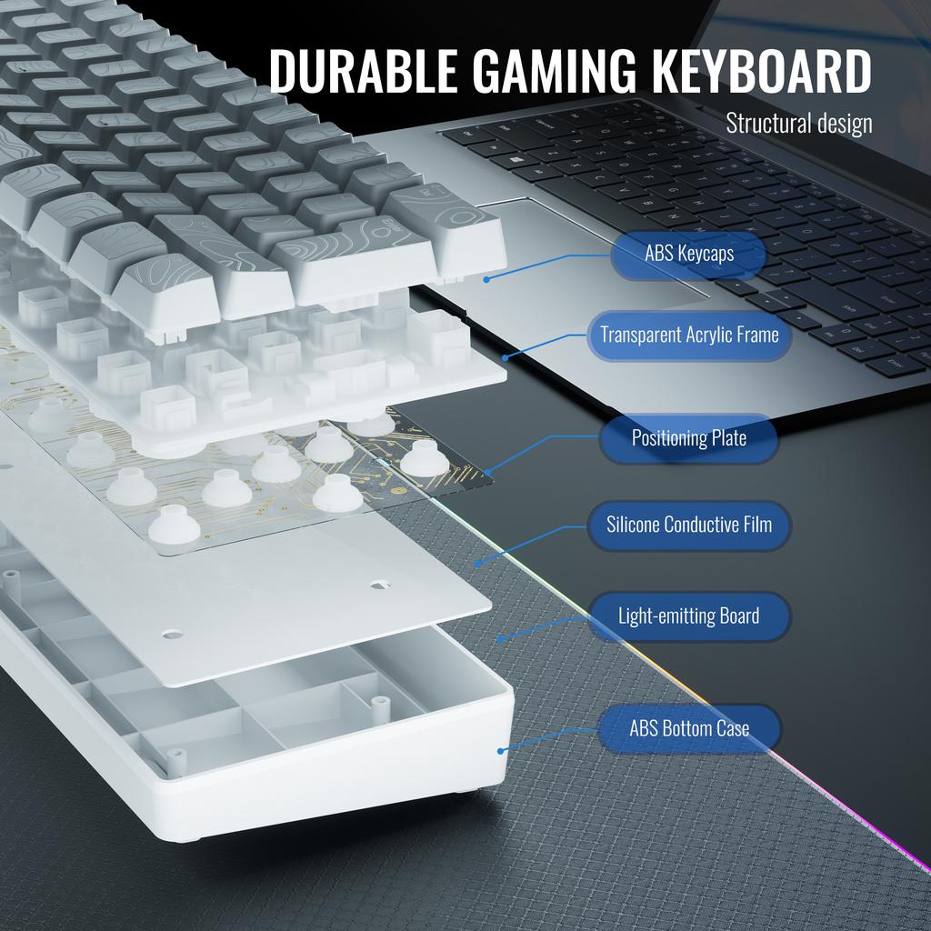 60% Compact Wired Keyboard with RGB Backlight and Membrane Keyswitches. Suitable for Windows Tablets, Laptops and Gamers