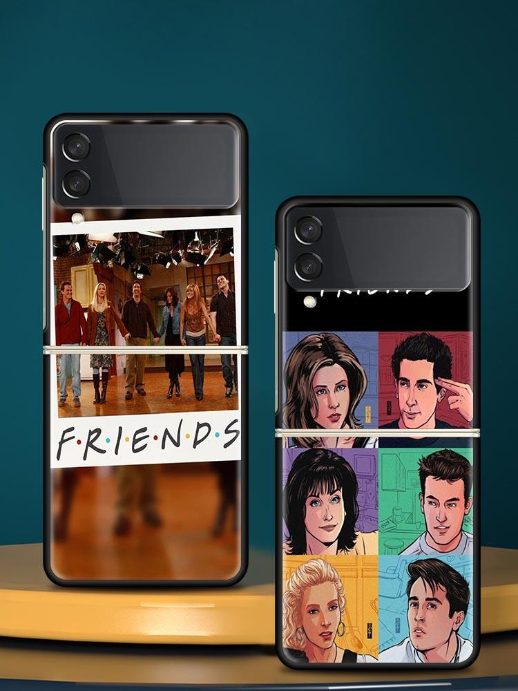 Friends Hard PC Phone Case For Samsung Galaxy Z Flip 7 6 5 4 Black Cover For Galaxy Z Flip 3 Foldable Fundas Shell Capas Coque