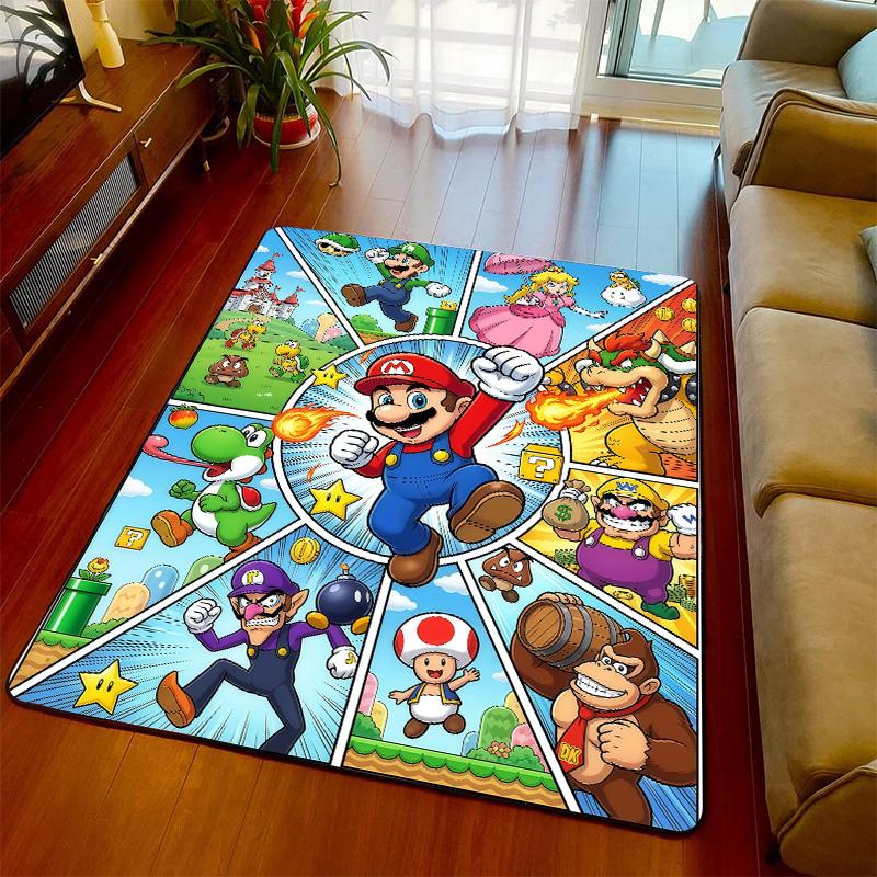 Super Mario Theme Carpet Rug Floor Mat Soft Surface Non Slip Base for Living Room Bedroom -QJY