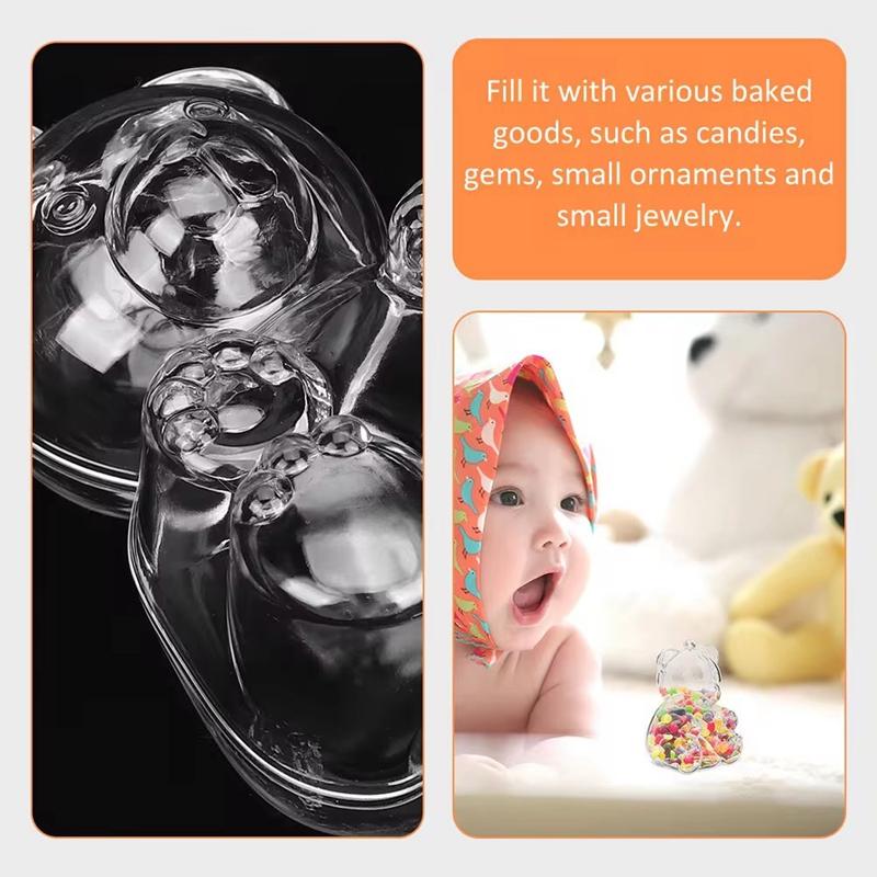 12pcs Clear Bear Shape Gift Box Plastic Jewelry Candy Storage Container Baby Shower Favors Wedding Birthday Party Christmas Gift
