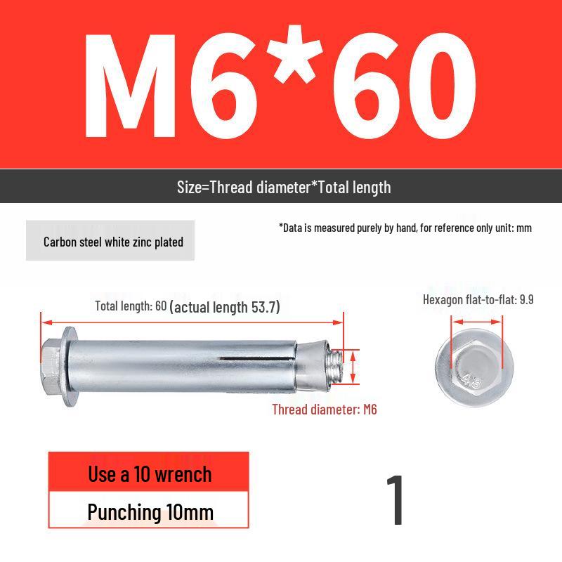 Galvanized External Hex Internal Expansion Bolt Set - M6/M8/M10/M12