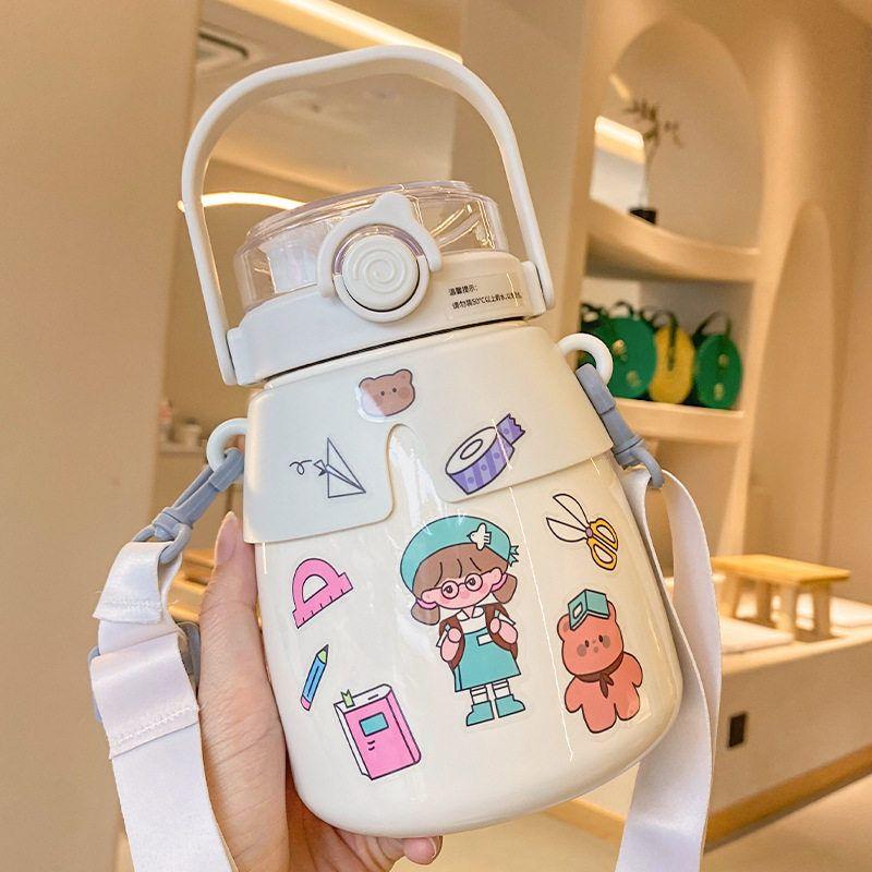 316L Large-Capacity Thermos Cup for Students, Cute and Creative Big Belly Cup, Popular Online Water Cup, Dual-Use Children's Cup