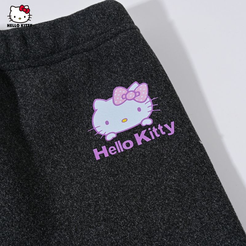 Hello Kitty Girls' Leggings 2024 New Style Fleece-Lined Thick Tights Gray Integrated Fleece Children's Pants