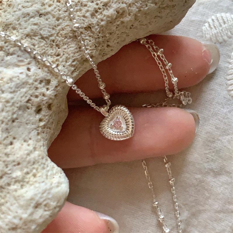 Love Color Zircon Necklace s Sterling Silver Non-Fading Clavicle Chain Versatile Necklace