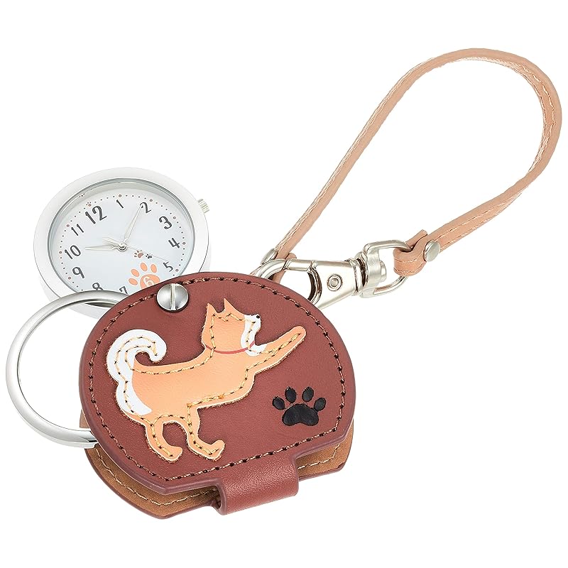 

[Field work] pocket watch analog Shibainu bag charm clock Loupe With LW054-2 ladies beige