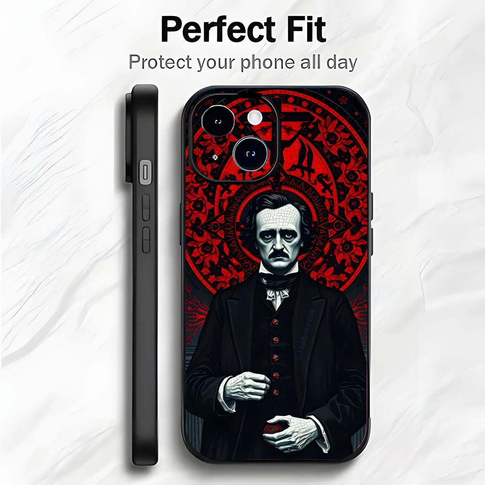 Classic Writer E-Edgar Allan Poe Phone Case Phone Case Soft Packaging Lightweight For iPhone17 16 15 14 13ProMax