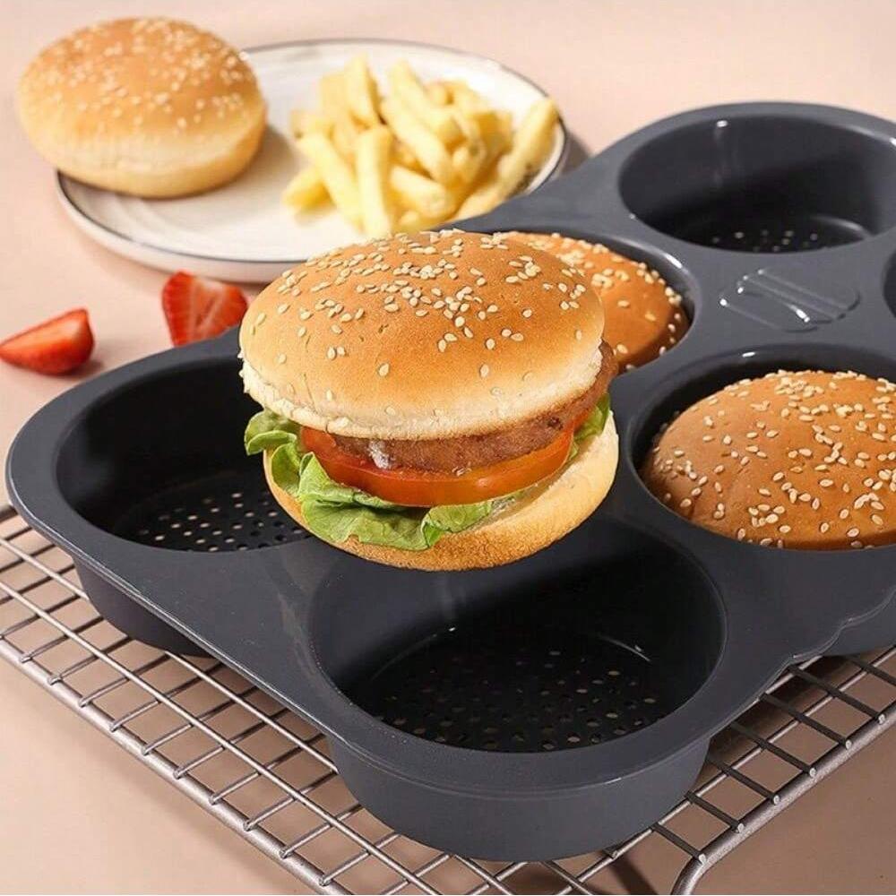 Silicone Hamburger Bun Mold Hamburger Bun Baking Pan Oven Baking Plate Bread Mold Kitchen Cooking Baking Tools