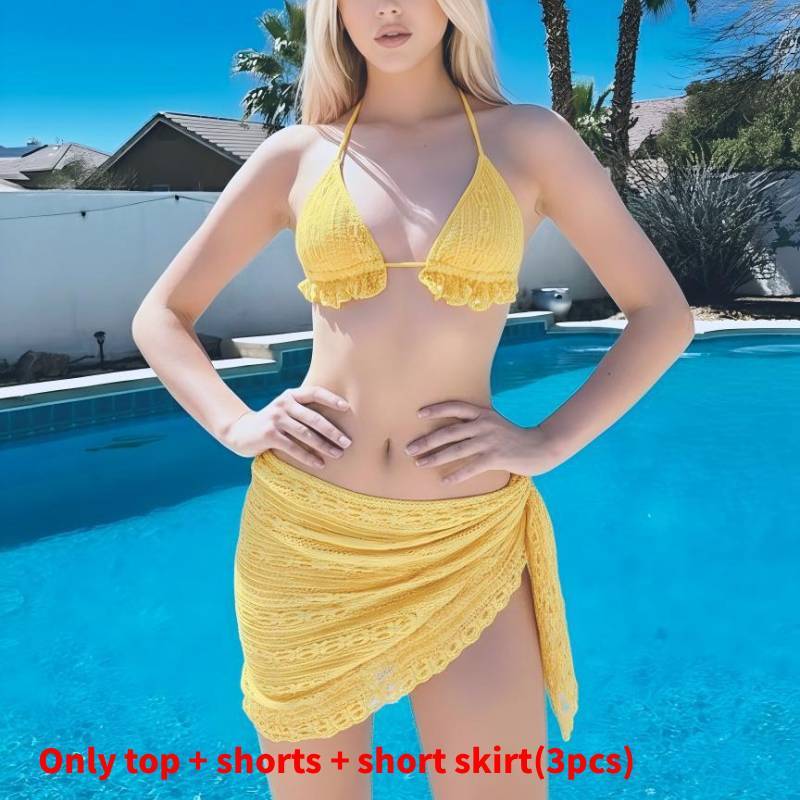 Classic Nylon Bikini Set For Women With Pure Color Design For Swimming And Water Sports