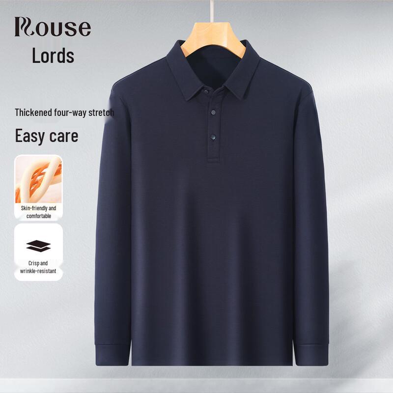 Luotz Men s Thickened Four-Way Stretch Long-Sleeve Polo Shirt 52 (180/96A)