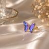 Crystal Gradient Butterfly Fashion Open Ring - European & American Style