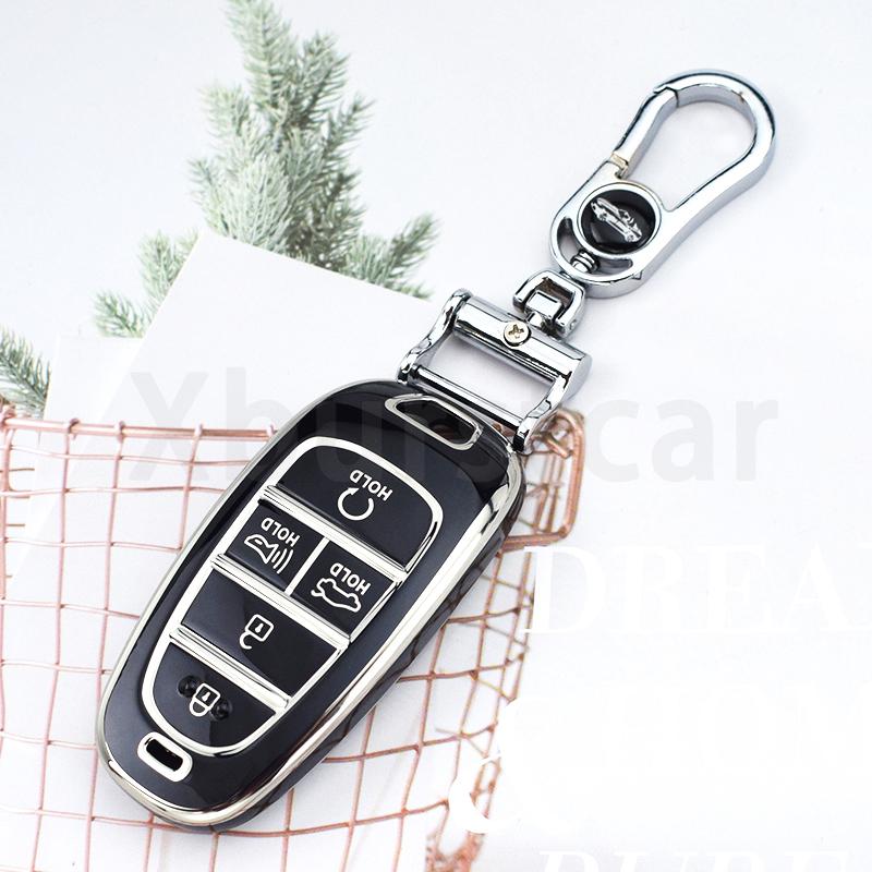 5 Buttons Shell for Hyundai Santa Fe Tucson 2022 NEXO NX4 Atos Prime Solaris 2021 TPU Car Key Case Cover Auto Accessories