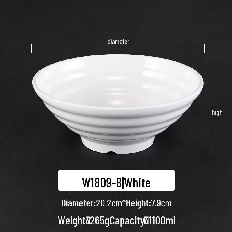 Elegant White Melamine Noodle Bowl