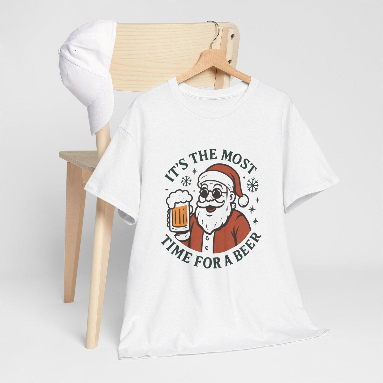 Santa Beer T-Shirt: Funny Christmas Holiday Tee 4XL