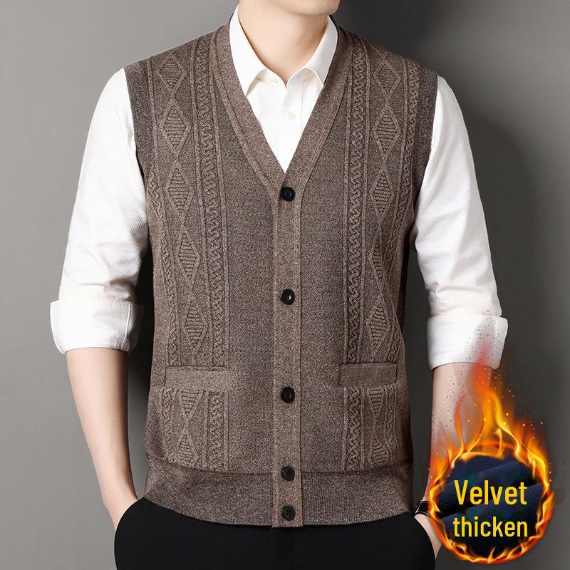 

Мужской жилет-свитер без рукавов из плотного бархата для зимы