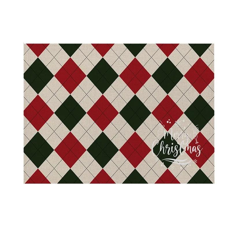 1PC Christmas Decorative Kitchen Placemat Tree Santa Snowman Coaster Dining Table Mats Linen Pad Bowl Cup Mat Xmas Home Decor