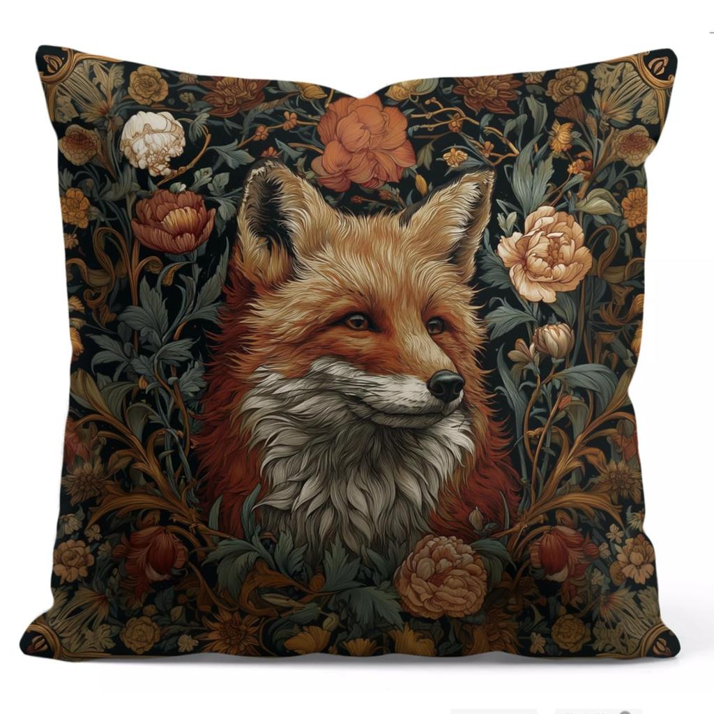 Cute Raccoon Pillow Cover Mushroom Forest Cushion Case Woodland Animal Decor Nature Lover Gift