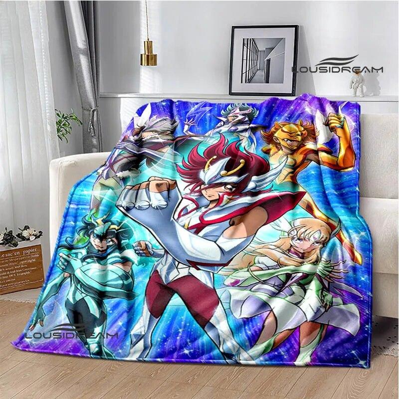 Knights of the Zodiac Cartoon Printed Blanket Flannel Warm Blanket Soft and Comfortable Blanket Bed Linings Birthday Gift