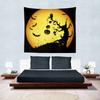 Halloween Kids Costume Tapestry Wall Hanging Jack O Lantern Full Moon Bat Spooky Night Aesthetic Wall Art Bedroom Decor
