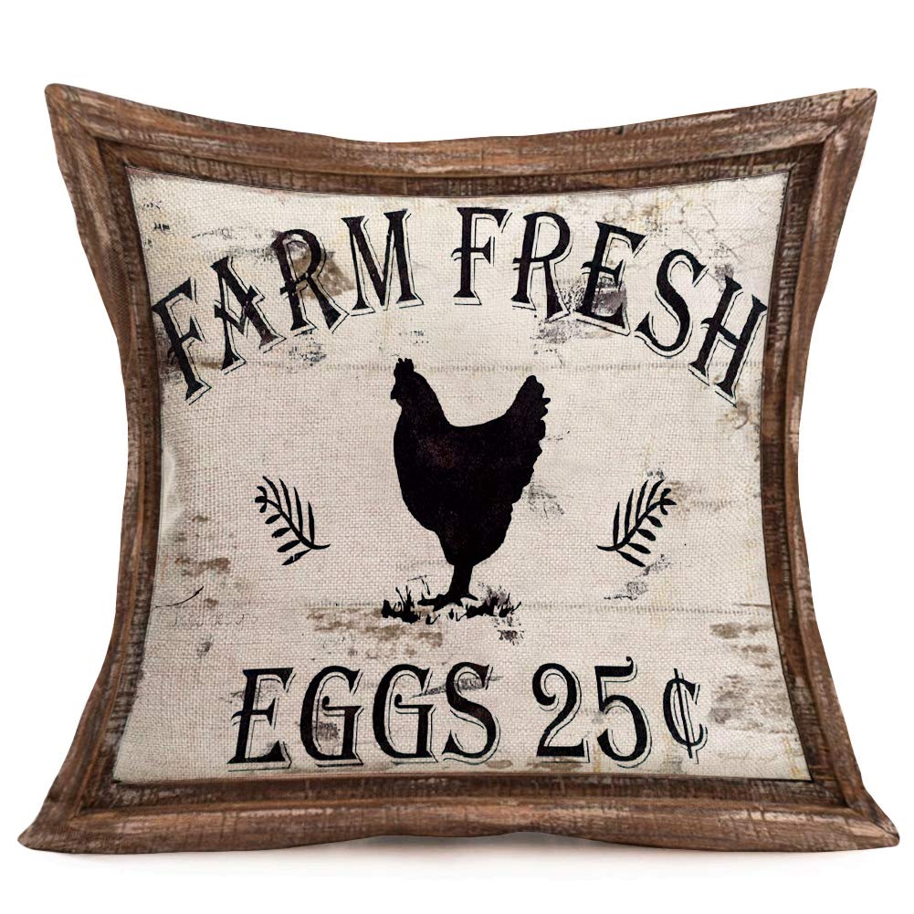 Vintage Farm Fresh Animals Cow Chicken Dairy Store Decoration Sofa Throw Pillow Cover Livestocks Cotton Linen Ad Cushion Cover