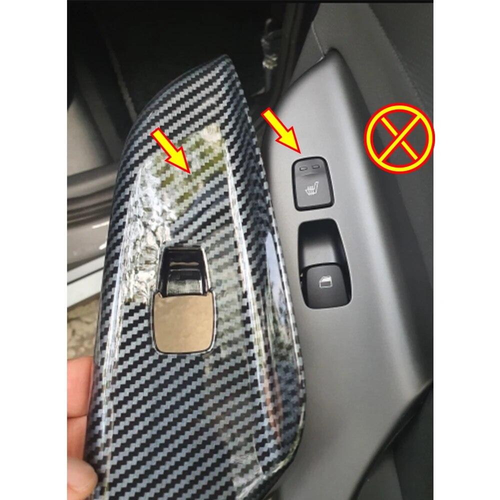 ABS Carbon Fiber for Hyundai Kona Kauai Encino 2017 2018   Car Window Lift Door Armrest Glass Button Switch Accessories